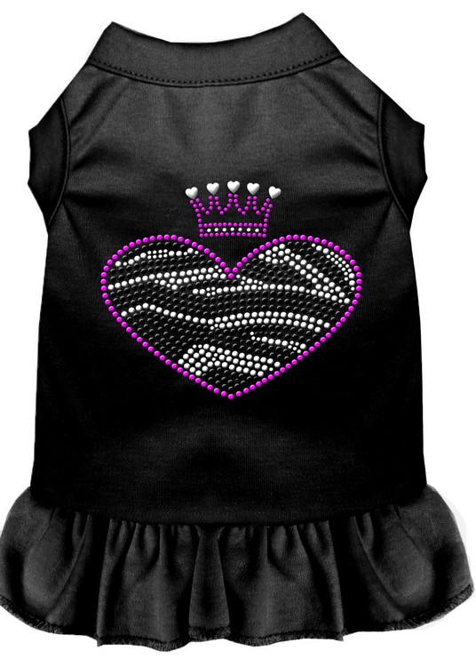 Zebra Heart Rhinestone Dress Black XS